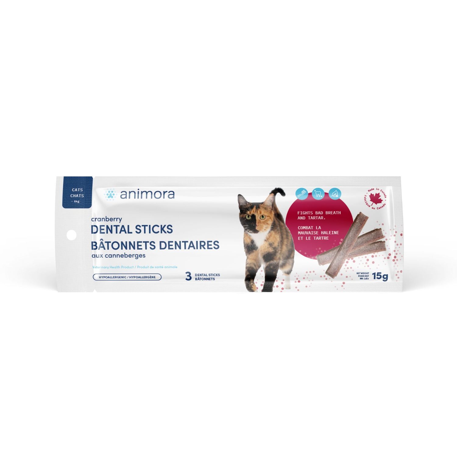 ANIMORA - Cranberry Dental Sticks for Cats, Size: 3 Unités