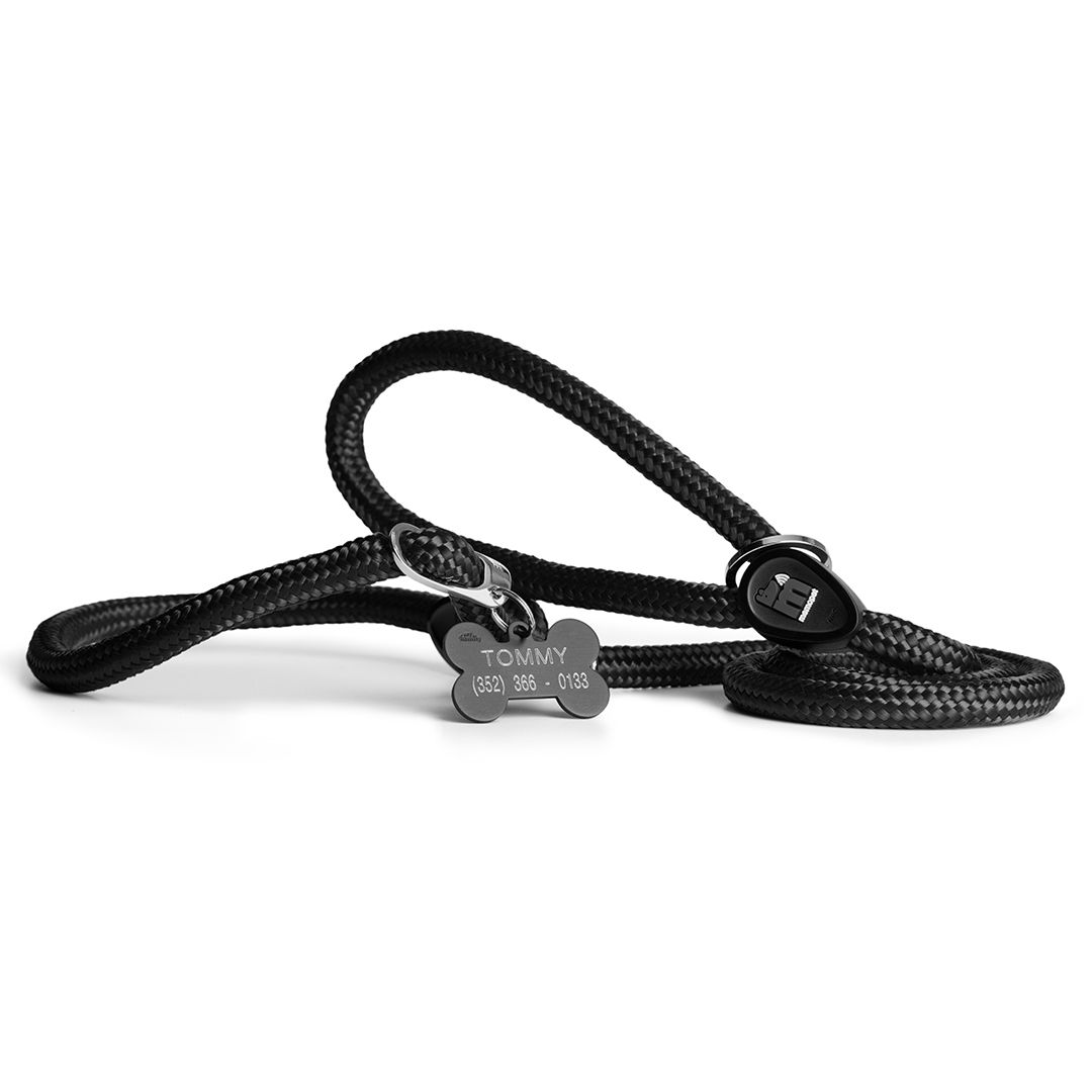 MYFAMILY - Black MemoPet Rope Leash, Size: Small