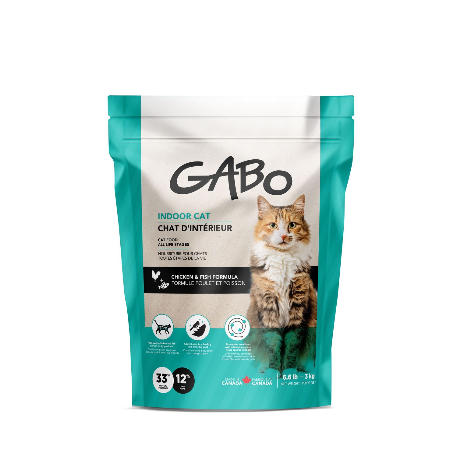 GABO - All Life Stages Indoor Cat Chicken & Fish Formula GABO - All Life Stages Indoor Cat Chicken & Fish Formula, Format: 6.6lb