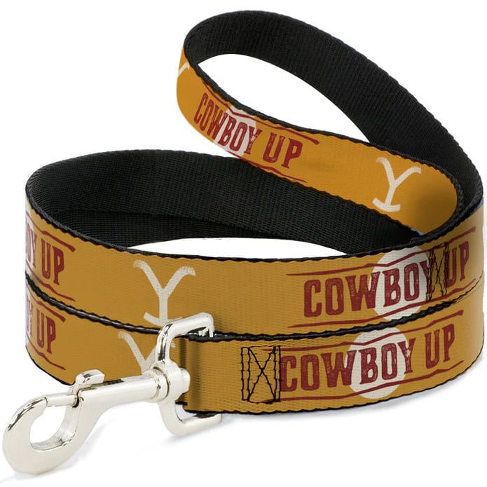 BUCKLE DOWN - Yellowstone Y Logo Cowboy Up Dog Leash, Size: 6 Pieds