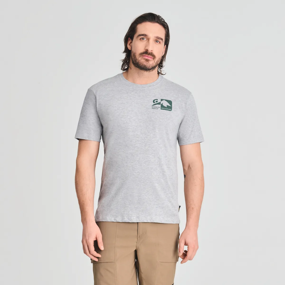 CHLOROPHYLLE - Geo Organic Cotton T-Shirt Heather Grey