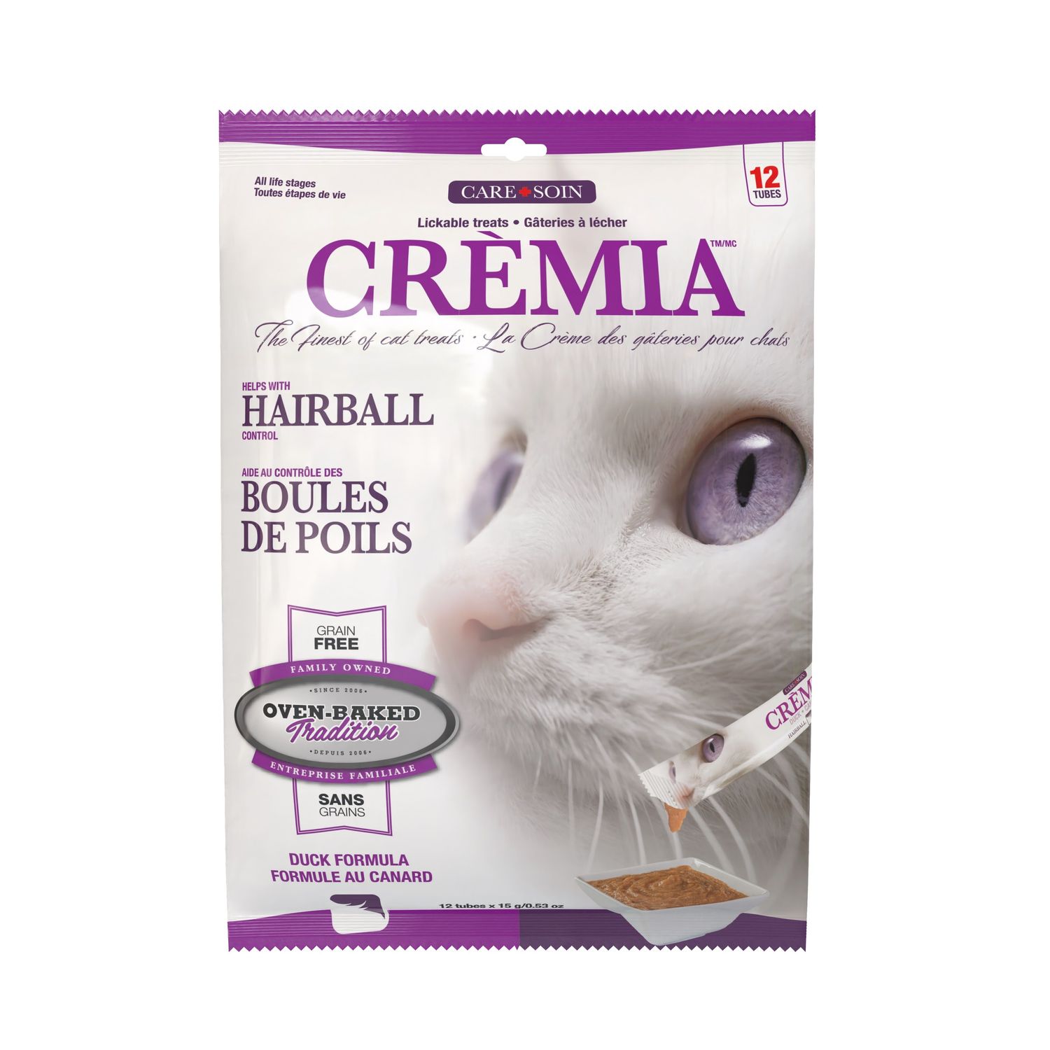OVEN-BAKED TRADITION - Grain-Free Puree Treat for Hairball Control, Size: 12 Tubes x 15g