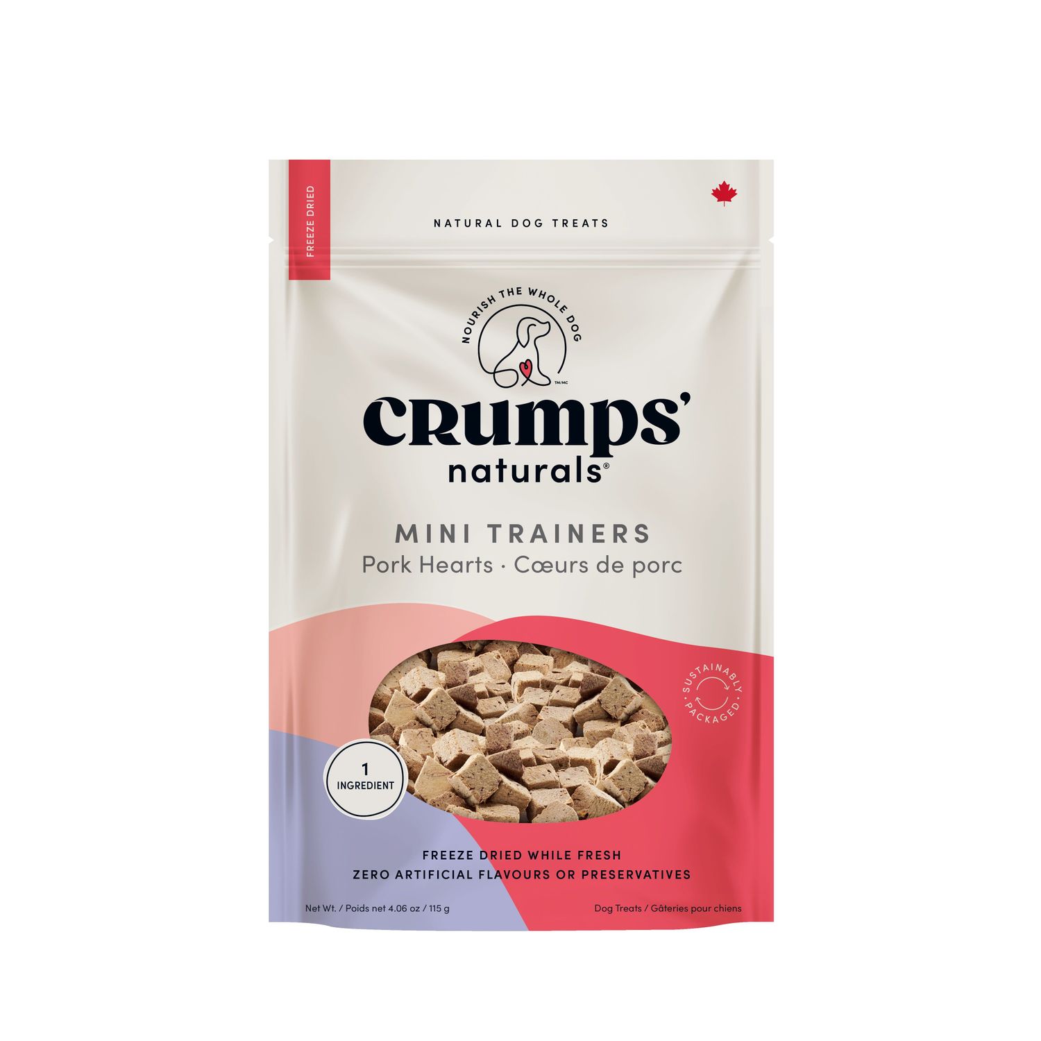 CRUMPS' NATURALS - Freeze Dried Mini Trainers Pork Hearts, Size: 115g