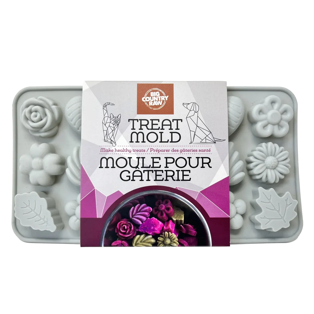 BIG COUNTRY RAW - Silicone Flowers Treat Mold, Size: Small (21cm x 11.2cm), Colour: Grey