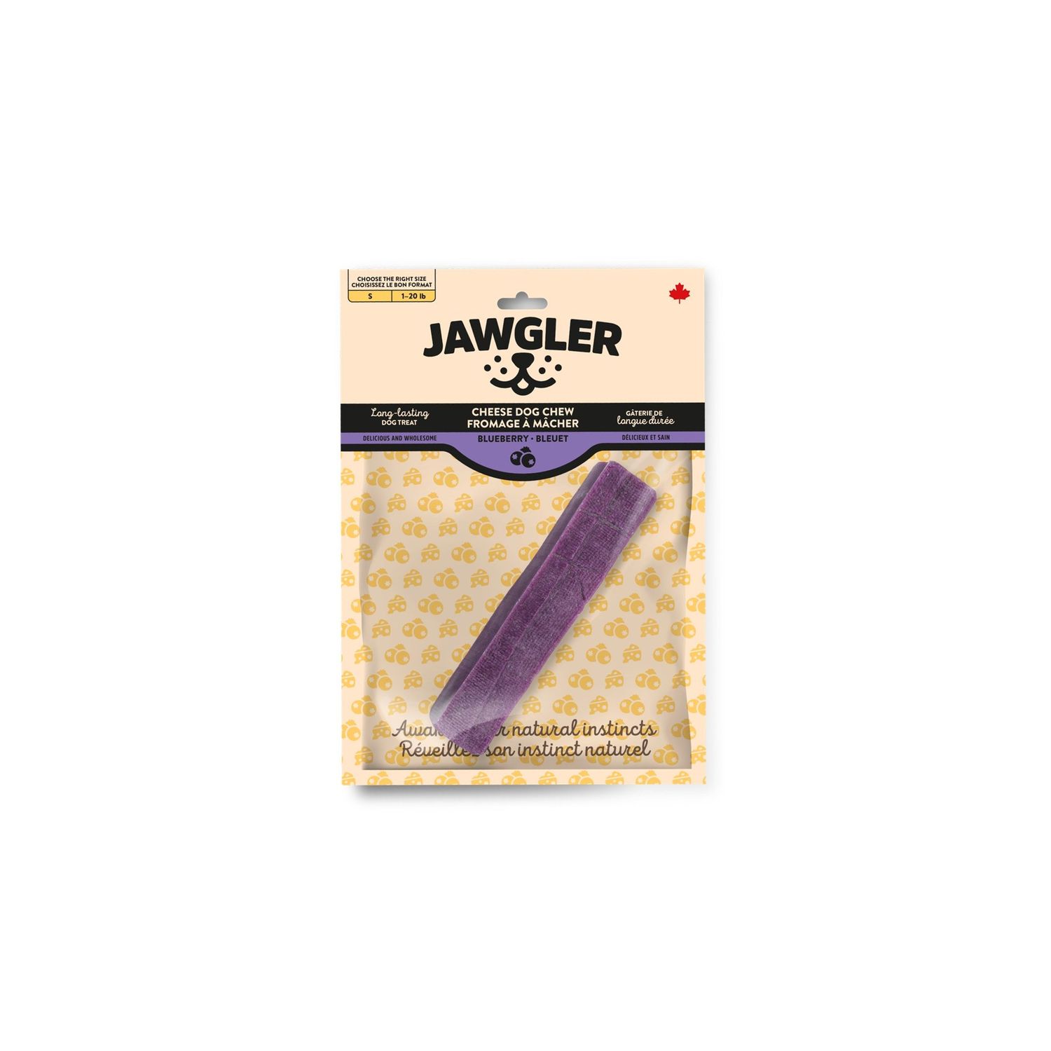 JAWGLER - Blueberry Cheese Dog Chew, Size: Small