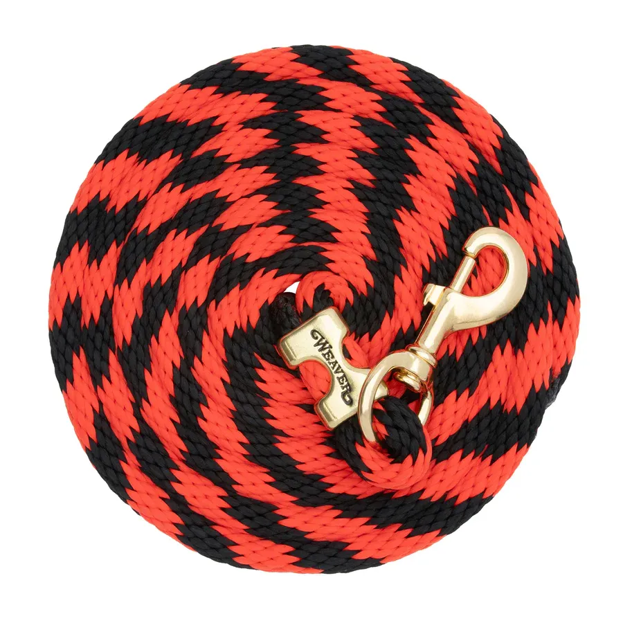 WEAVER - Poly Lead Striped Rope with Brass Snap, Colour: Rouge/Noir