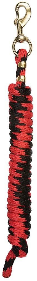 WEAVER - Poly Lead Striped Rope with Brass Snap, Colour: Rouge/Noir