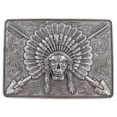 ARIAT - Chief Skull Rectangular Belt Buckle