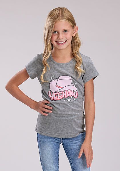 ROPER - Grey Jersey Knit YeeHaw Crew Neck Tee