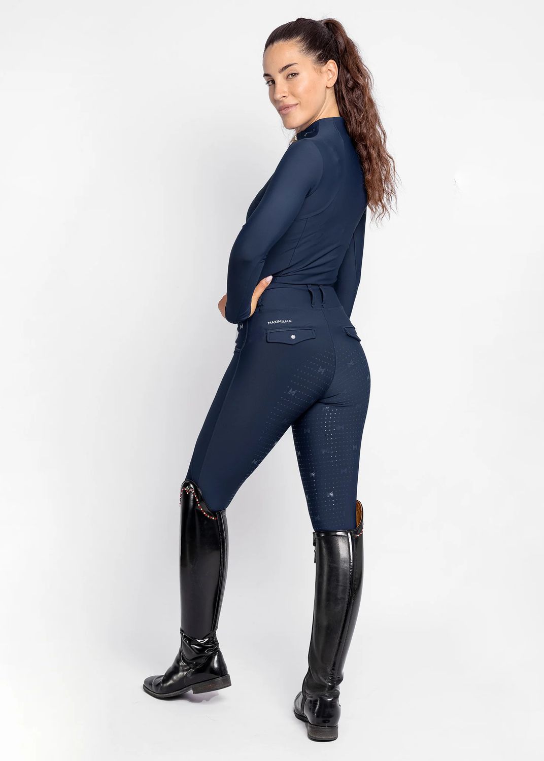 MAXIMILIAN EQUESTRIAN - Pro Riding Leggings Navy, Size: Petit