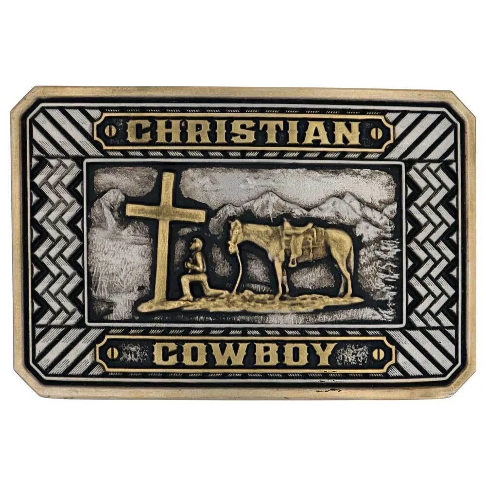 MONTANA SILVERSMITHS - Beaming Christian Cowboy Attitude Buckle, Colour: Argent et Or
