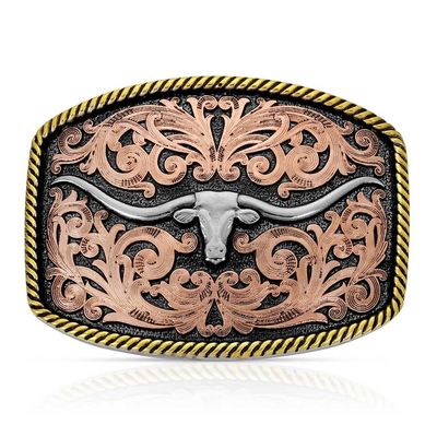 MONTANA SILVERSMITHS - Tri-Color Texas Longhorn Attitude Buckle