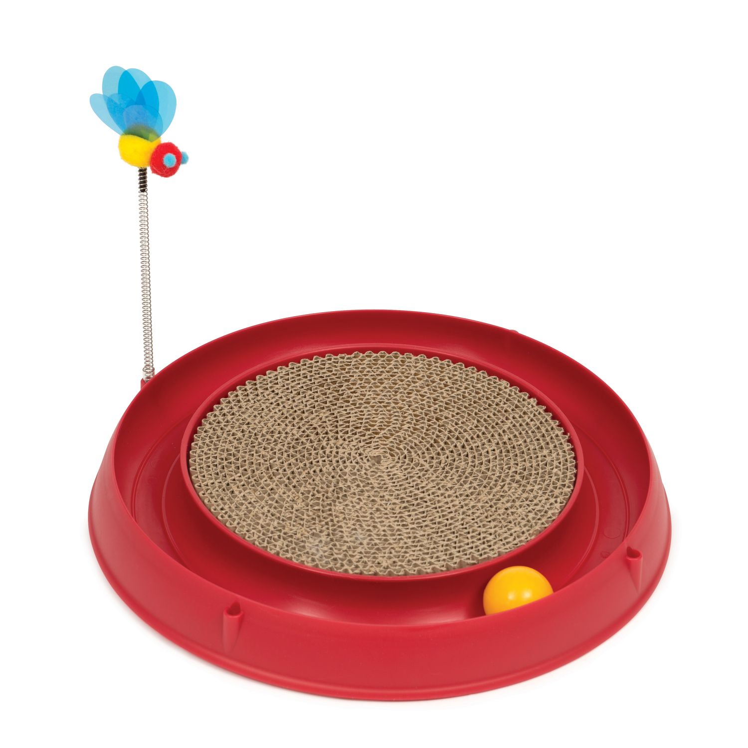 CATIT - Play 3-in-1 Circuit Ball Toy w/ Scratch Pad, Colour: Rouge