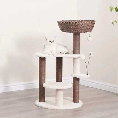 PETPALS - Quartz Handwoven Cat Tree, Colour: Blanc &amp; Brun