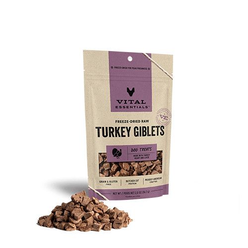 VITAL ESSENTIALS - Freeze-Dried Turkey Giblets Dog Treats, Size: 2.0oz