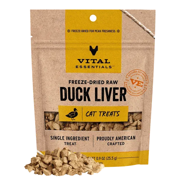 VITAL ESSENTIALS - Freeze-Dried Duck Liver Cat Treats, Size: 0.9oz