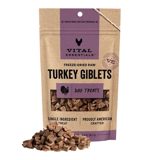 VITAL ESSENTIALS - Freeze-Dried Turkey Giblets Dog Treats, Size: 2.0oz