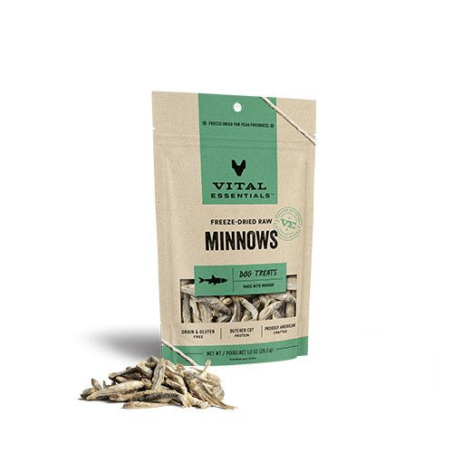 VITAL ESSENTIALS - Freeze-Dried Minnows Dog Treats, Size: 1oz