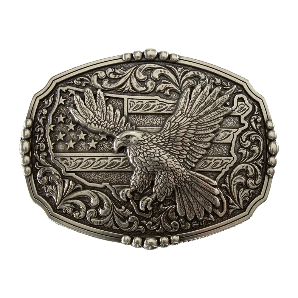 NOCONA - American Flag Eagle Rectangle Western Belt Buckle