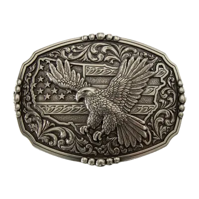 NOCONA - American Flag Eagle Rectangle Western Belt Buckle