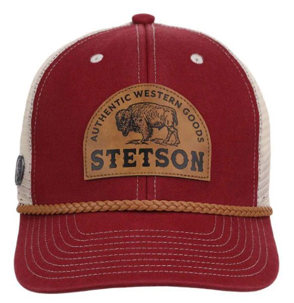 STETSON - Old Red Authentic Goods Leather Patch Cap, Size: O/S