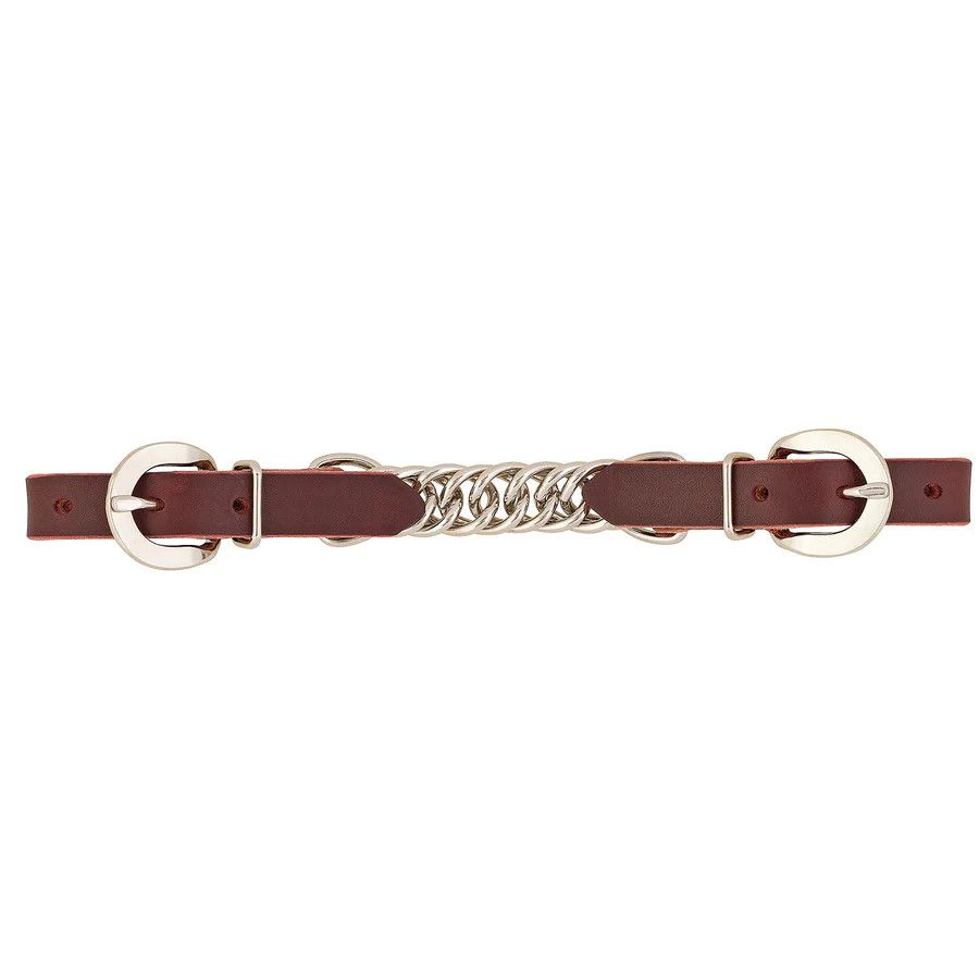 WEAVER - Latigo Leather Double Flat Link Chain Curb Strap, Size: 3 1/2''