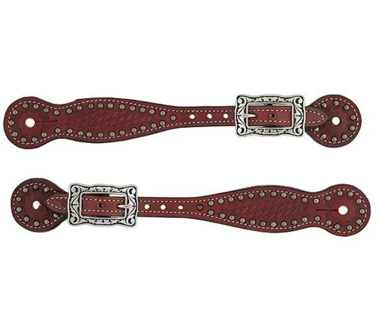 WEAVER - Basketweave Bridle Leather Thin Spur Straps