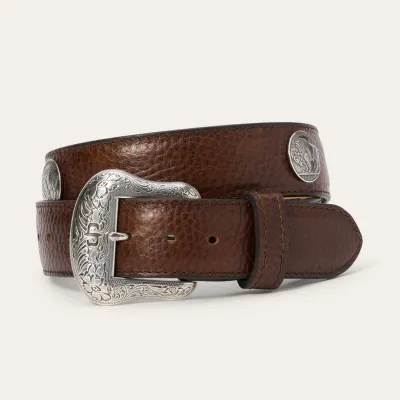 STETSON - Bison Hazelnut Leather Concho Belt