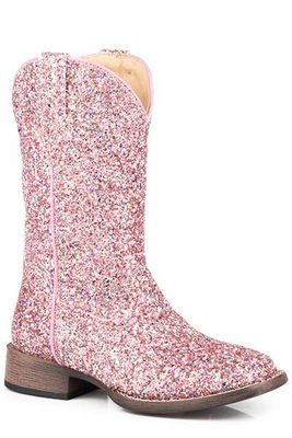 ROPER - Pink Multi Glitter Galore Vamp Cowgirl Boots