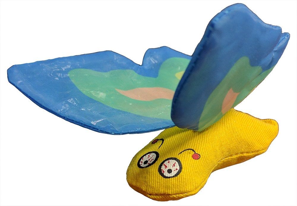 DUCKY WORLD - Butterflies Yeowww! Catnip Cat Toy, Colour: Bleu