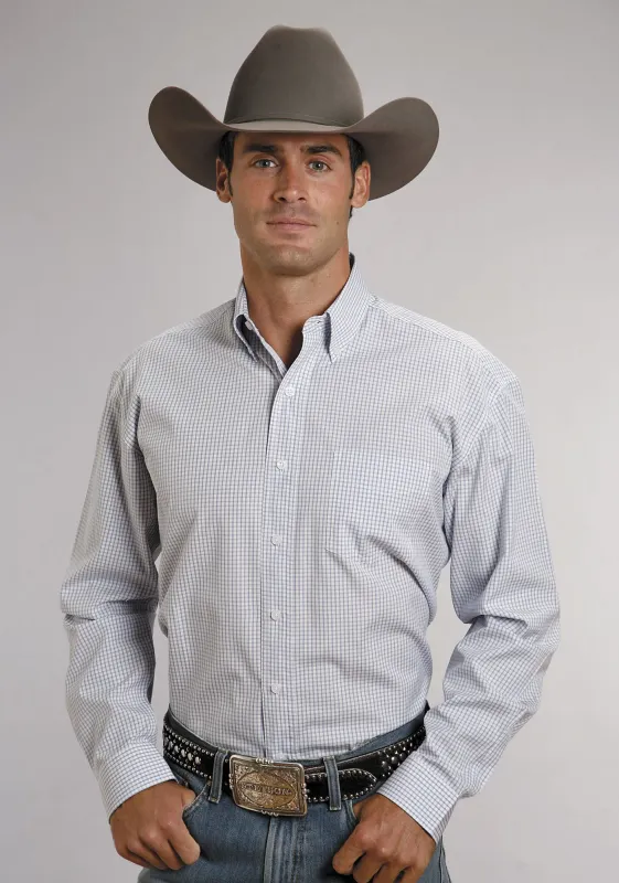 STETSON - Light Blue Two Stripe Check Shirt