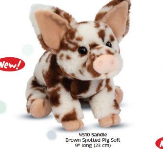 DOUGLAS - Sandie the Brown Spotted Kunkune Pig Soft Plush, Size: 9''
