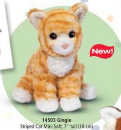 DOUGLAS - Gingie the Striped Cat Mini Soft Plush, Size: 7''