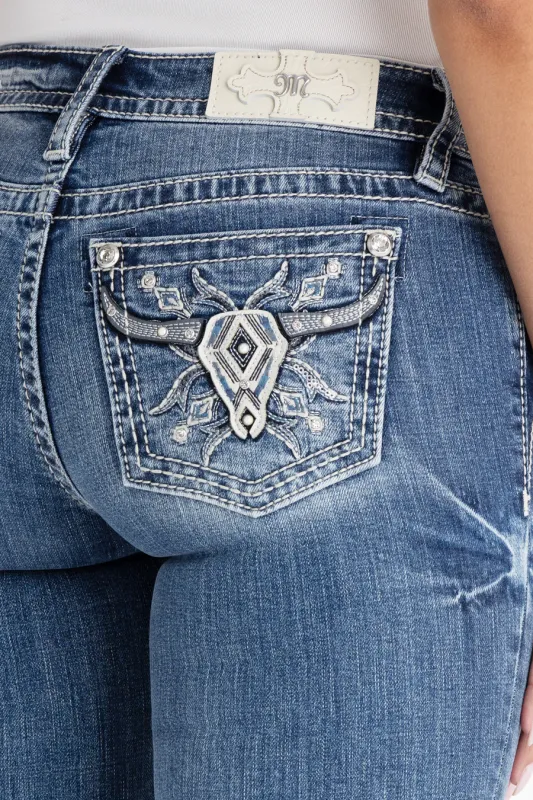 MISS ME - Nelle Longhorn Straight Jeans