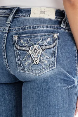 MISS ME - Nelle Longhorn Straight Jeans