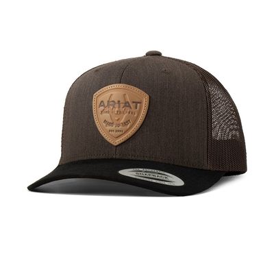 ARIAT - Faux Leather Brown Patch Cap