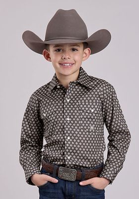 ROPER - Boy's Amarillo Collection Grey Stretch Western Shirt
