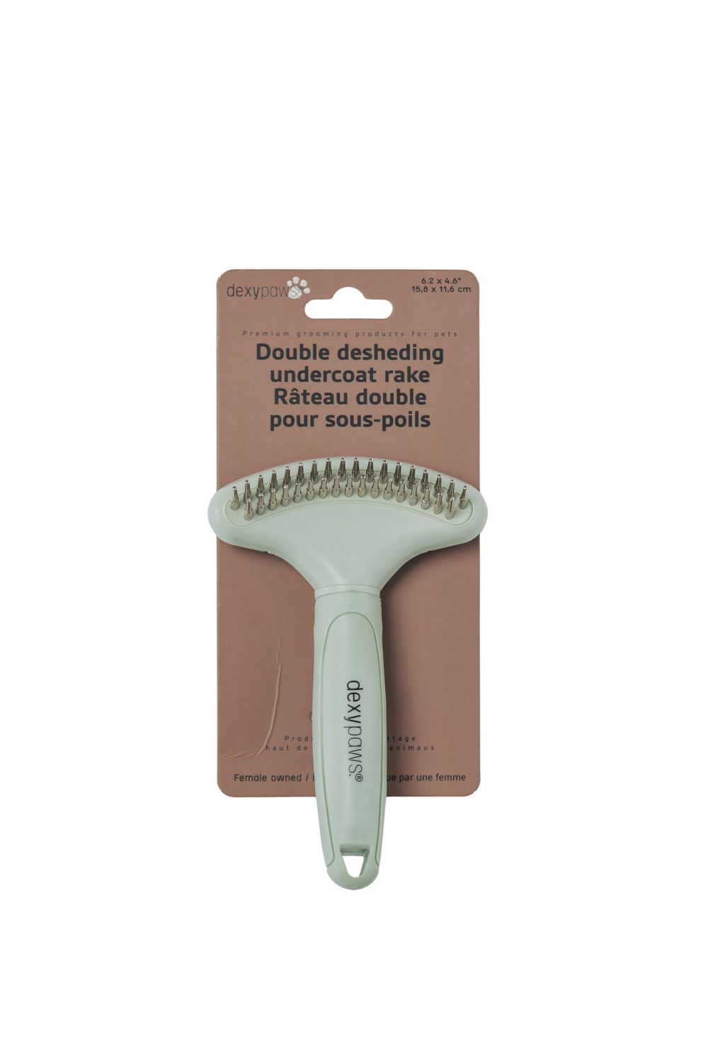 DEXYPAWS - Double Deshedding Undercoat Rake, Colour: Vert Sauge