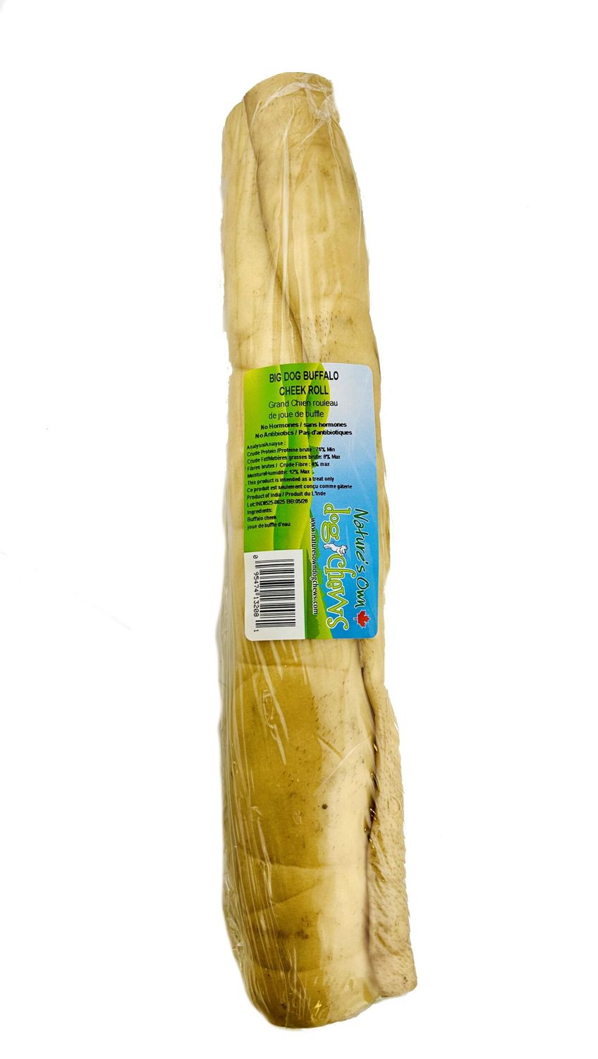 NATURE'S OWN DOG CHEWS - Big Water Buffalo Cheek Roll, Size: Jumbo 14'' (550g)