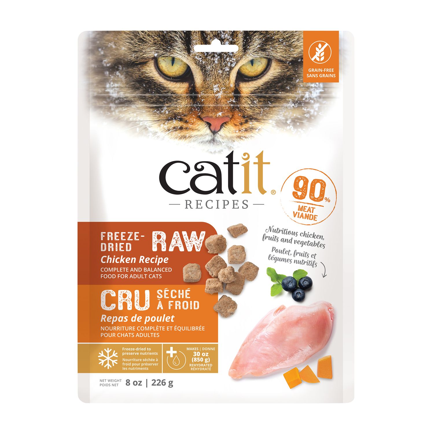 CATIT - Complete &amp; Balanced Freeze-Dried Raw Chicken Diet for Cats, Size: 226g