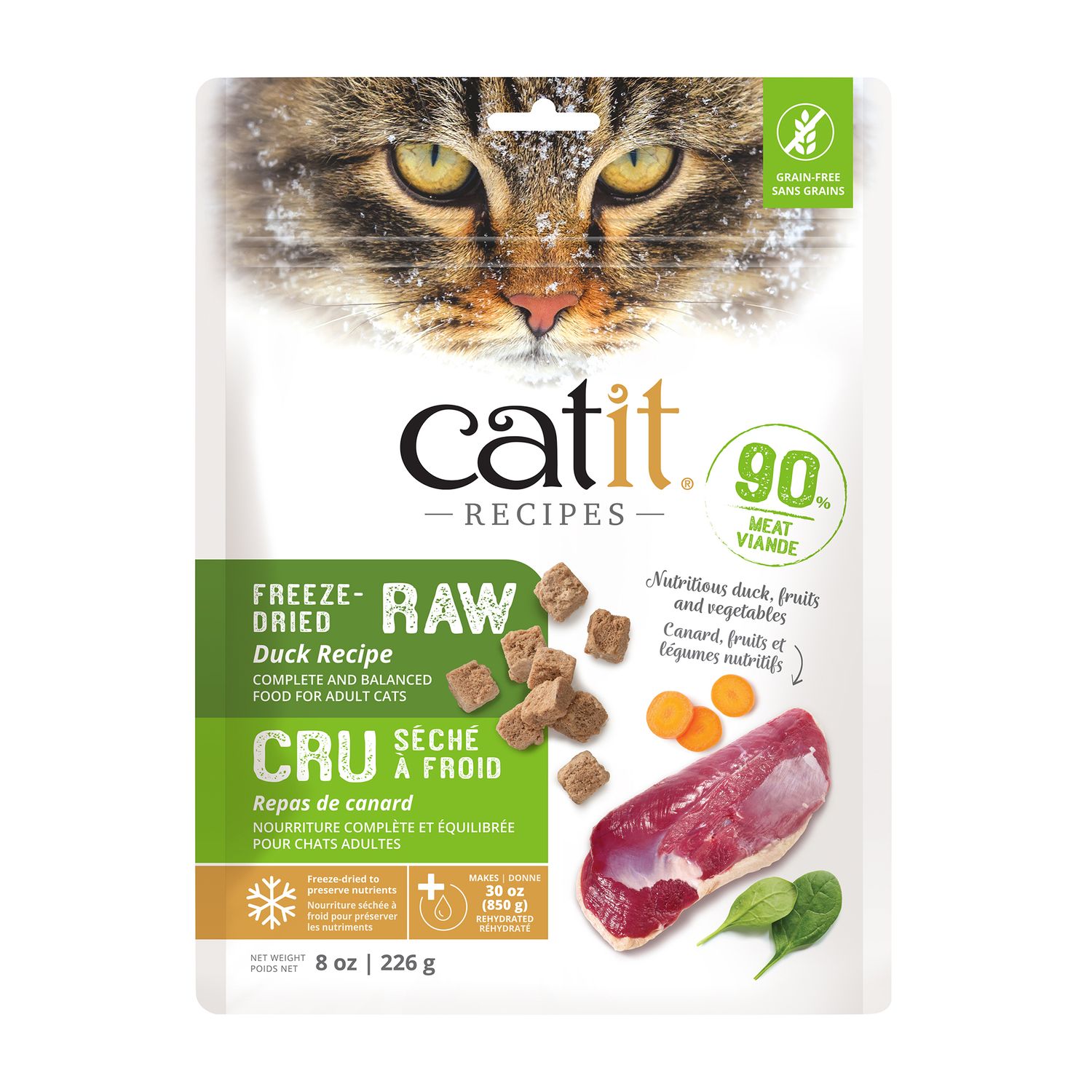 CATIT - Complete &amp; Balanced Freeze-Dried Raw Duck Diet for Cats, Size: 226g