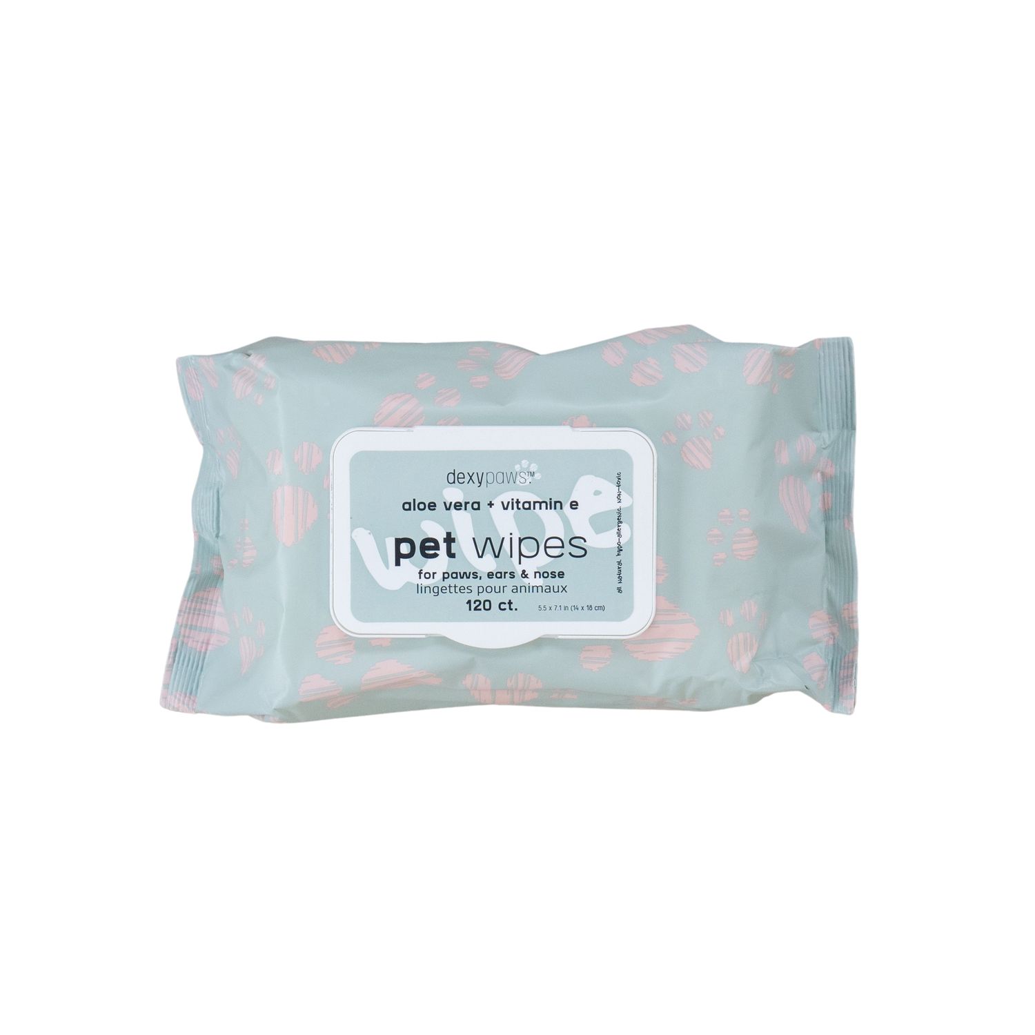 DEXYPAWS - Pet Cleansing Wipes in Resealable Bag, Type: Aloès &amp; Vitamine E