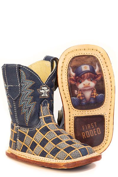 TIN HAUL - Checkerboard Design Ready For My First Rodeo Sole Western Boots