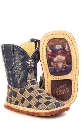 TIN HAUL - Checkerboard Design Ready For My First Rodeo Sole Western Boots