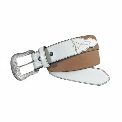 WRANGLER - Ladies Tan &amp; White GD Leather Western Belt