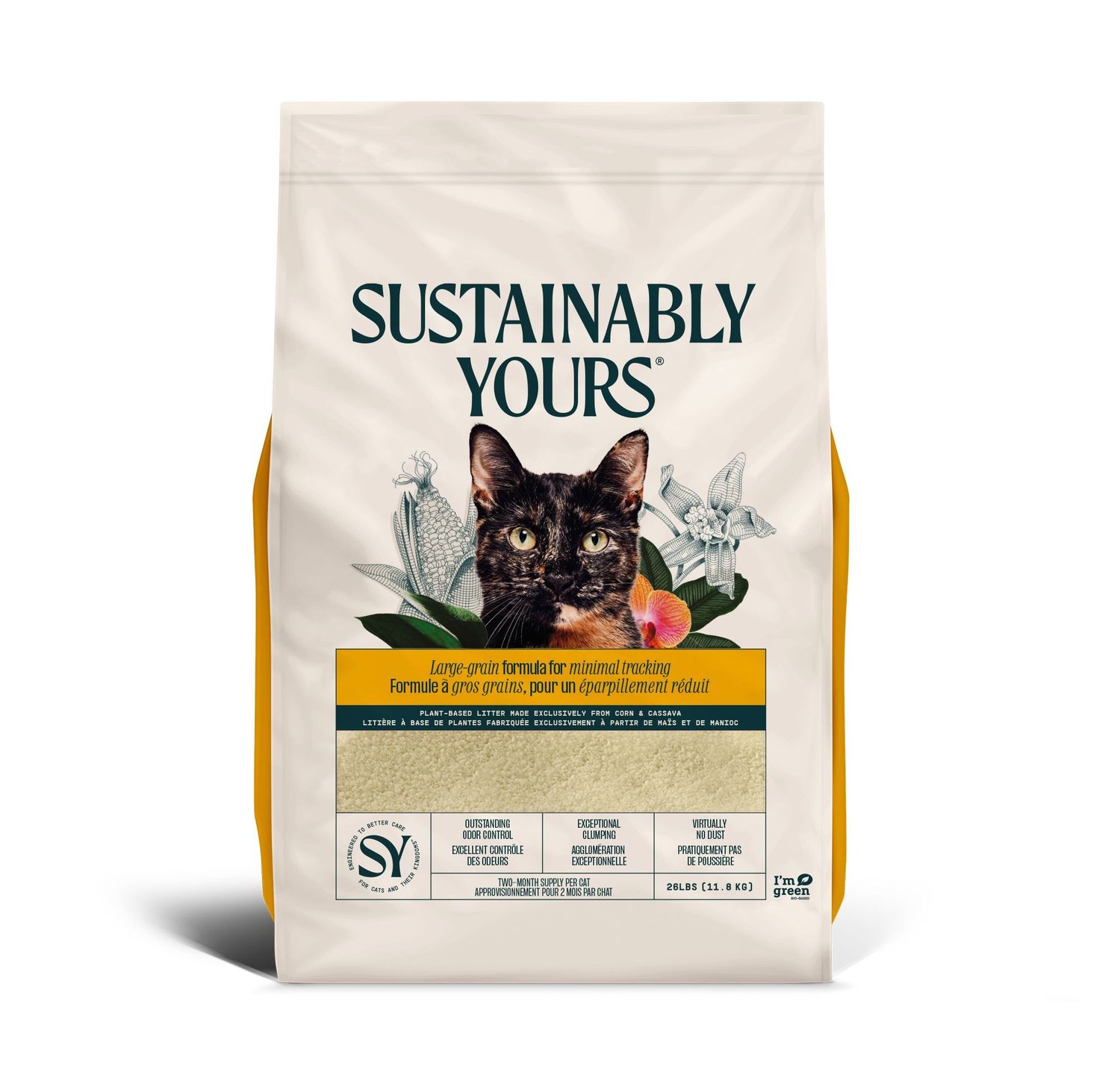 SUSTAINABLY YOURS - Large-Grain Formula Clumping Litter, Size: 26lbs