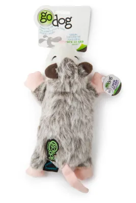 GODOG - Flatz Squeaky Opossum Plush Dog Toy with Chew Guard Technology