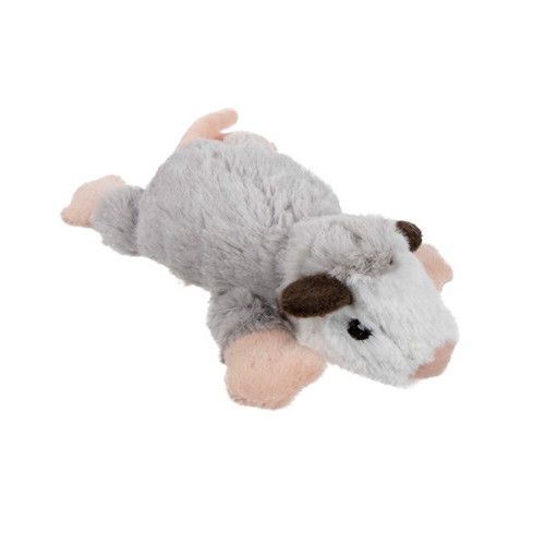 GODOG - Flatz Squeaky Opossum Plush Dog Toy with Chew Guard Technology, Size: XSmall