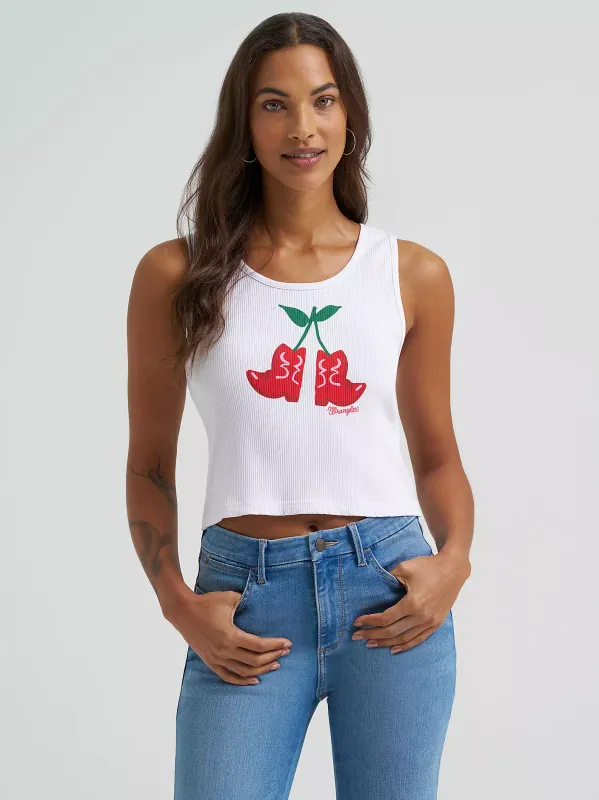 WRANGLER - Cherry Boots Graphic Ribbed Tank