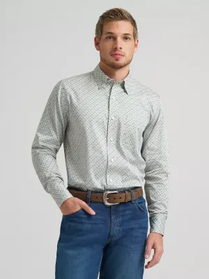 WRANGLER - Cody Johnson One Pocket Button Down Shirt Green Tan Cross